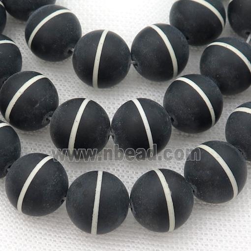 Round Black Onyx Agate Beads Line Matte