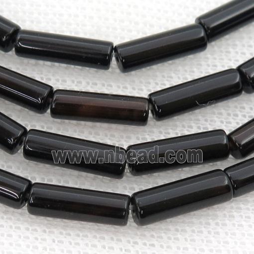 black onyx agate tube beads