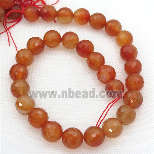 red Carnelian Agate beads, faceted round