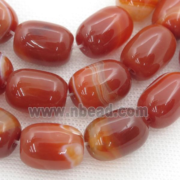 red Carnelian Agate barrel beads