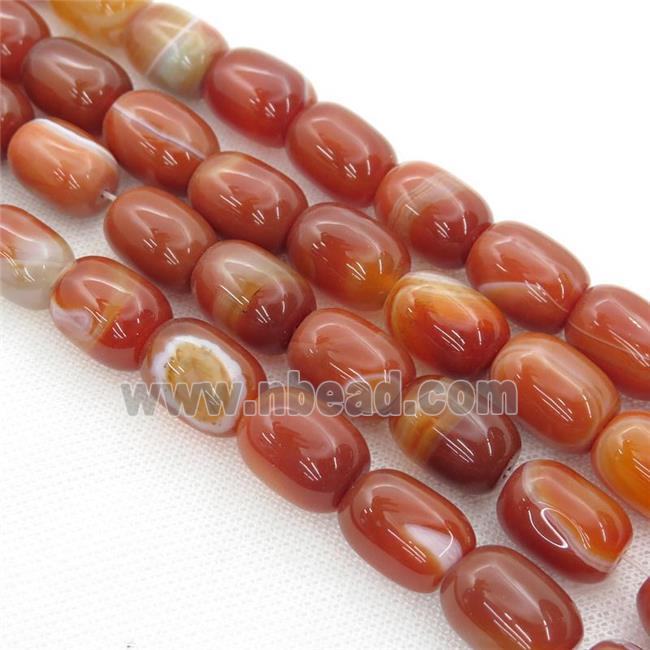 red Carnelian Agate barrel beads