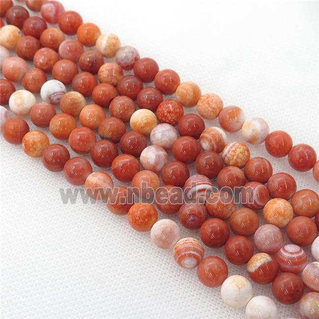 red fired Agate beads, round