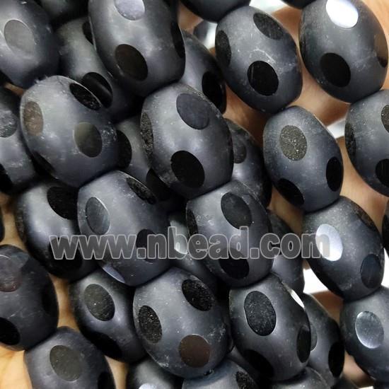 black onyx Agate beads, faceted barrel