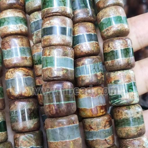 Tibetan Agate tube beads, green