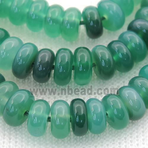 natural Agate rondelle beads, green treated