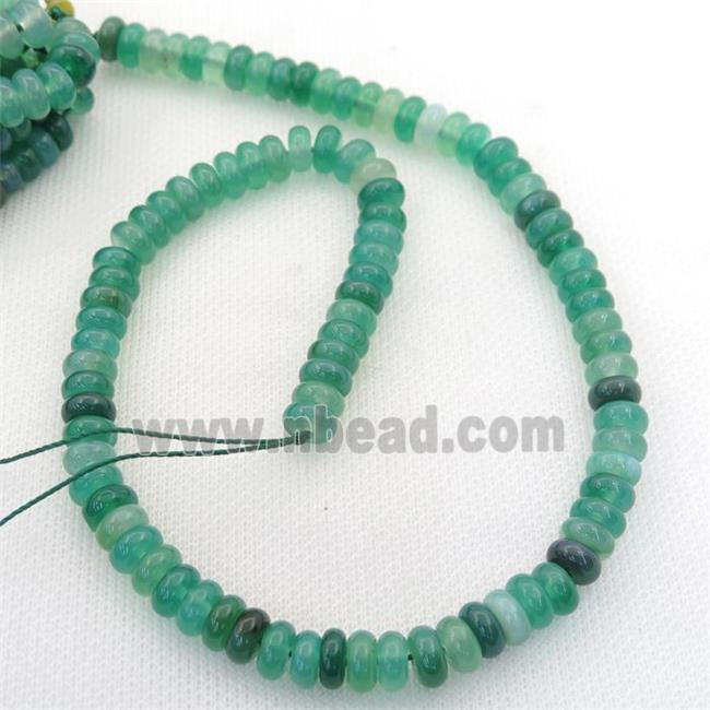 natural Agate rondelle beads, green treated