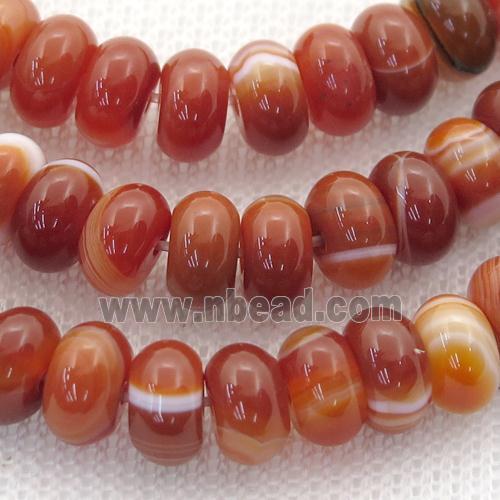 red striped agate rondelle beads