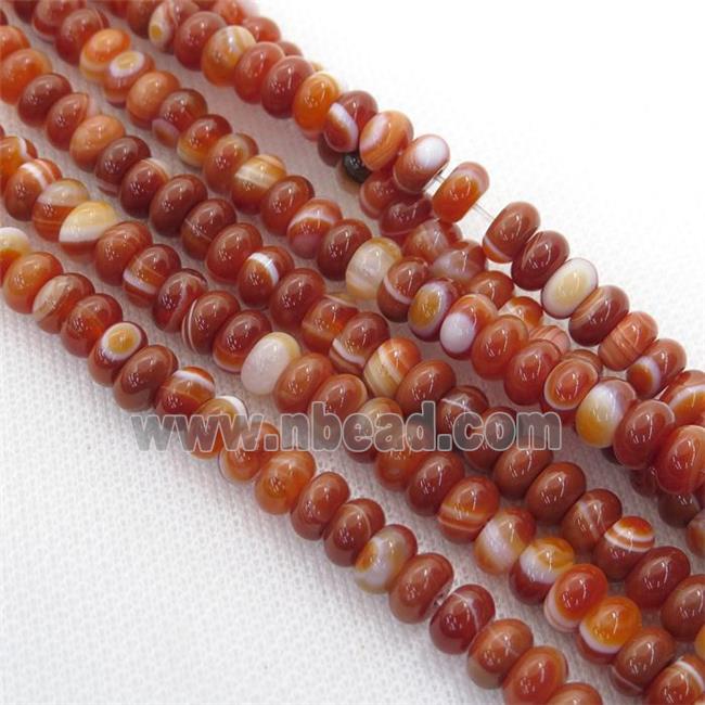 red striped agate rondelle beads