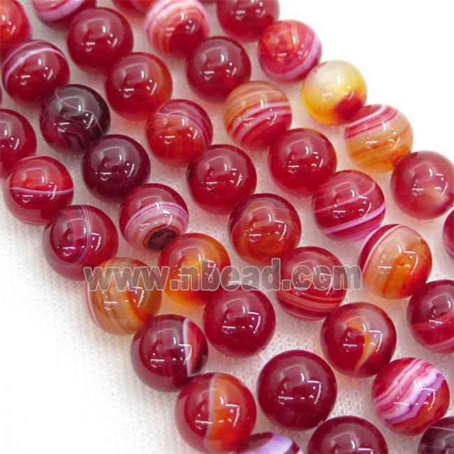 red striped Agate beads, round