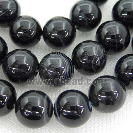 black striped Agate beads, smooth round