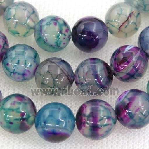Stripe Agate Beads Multicolor Dye Smooth Round