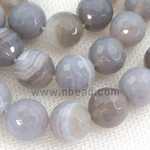 gray striped Agate beads, faceted round