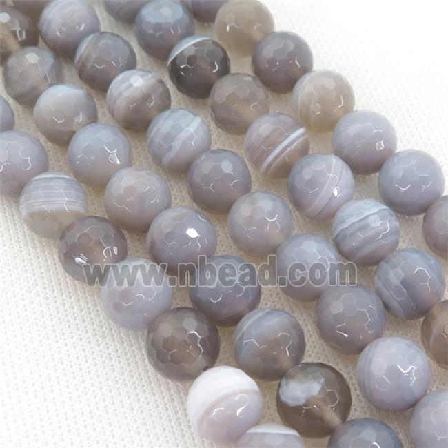 gray striped Agate beads, faceted round