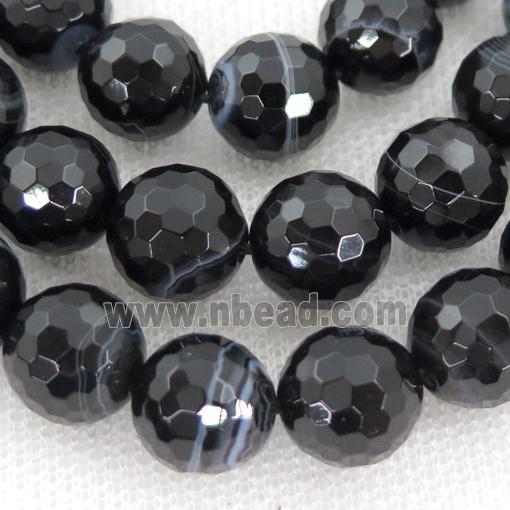 black striped Agate beads, faceted round