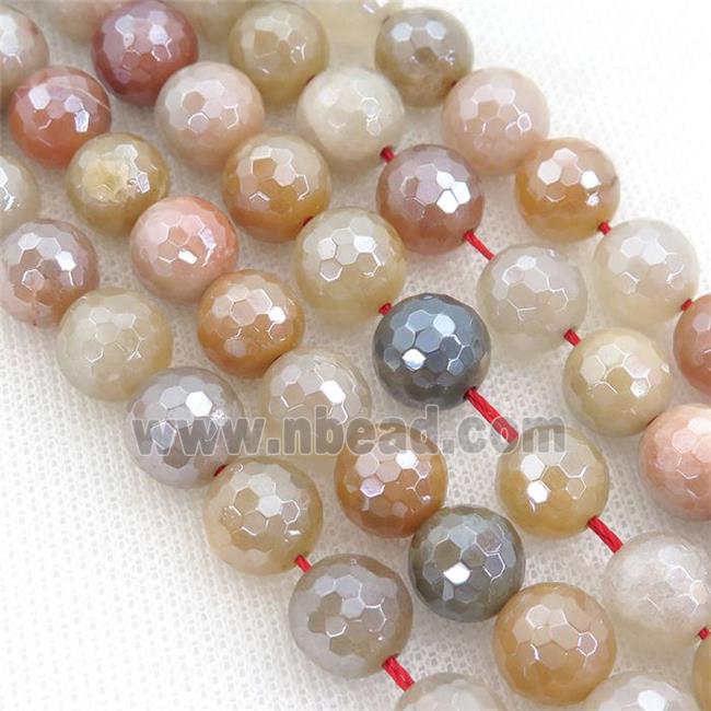 round Chalcedony Beads, multicolor, electroplated