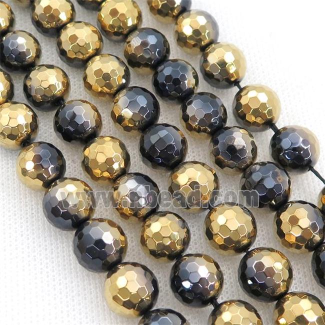 black striped Agate Beads, half gold electroplated