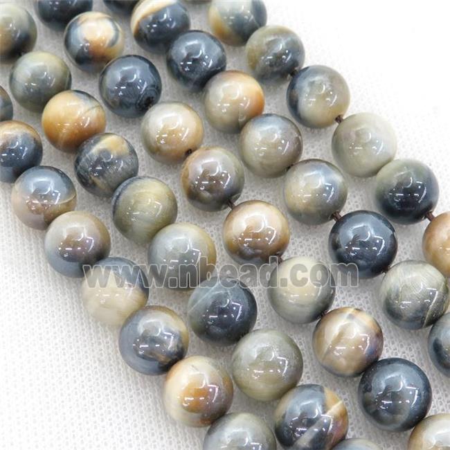 Fancy Dream Tiger eye stone Beads Smooth Round Electroplated