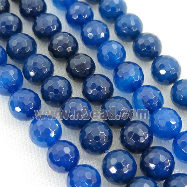 natural Agate Beads, blue treated, faceted round