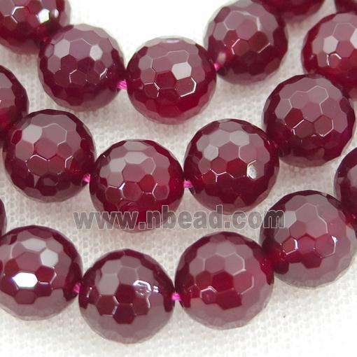 Natural Agate Beads Red Dye Faceted Round