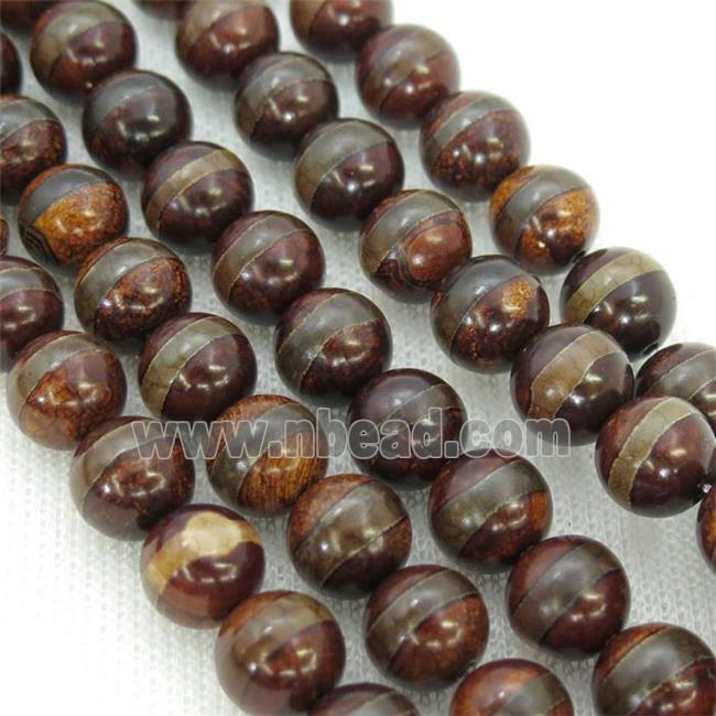 round Tibetan Agate Beads, darkred