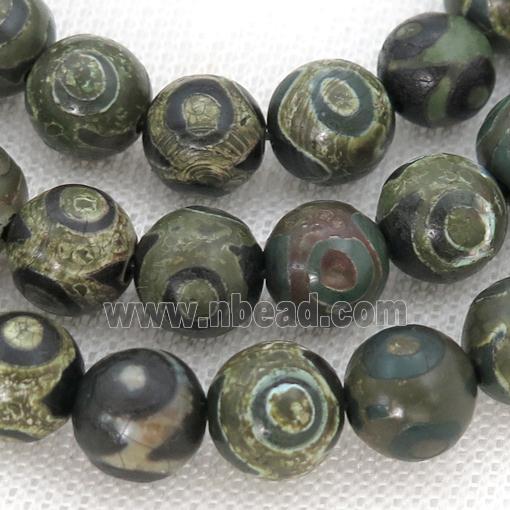 round Tibetan Agate Beads, green eye
