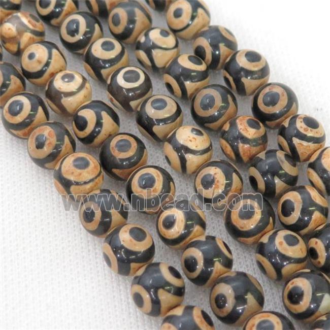 round Tibetan Agate Beads, yellow eye