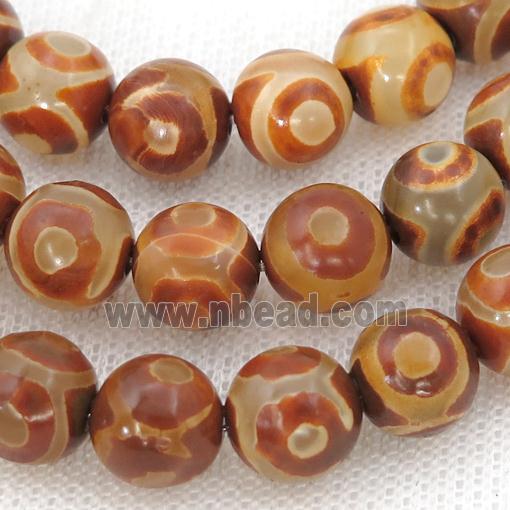 round Tibetan Agate Beads, orange eye