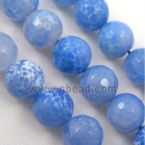 blue Fired Agate Stone beads, faceted round