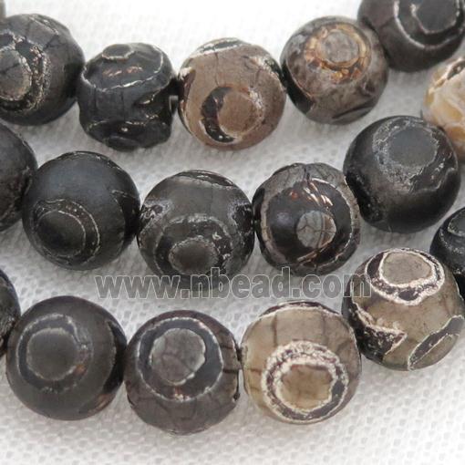 round Tibetan Agate Beads, eye, rough