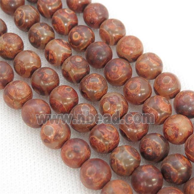 round Tibetan Agate Beads, red eye