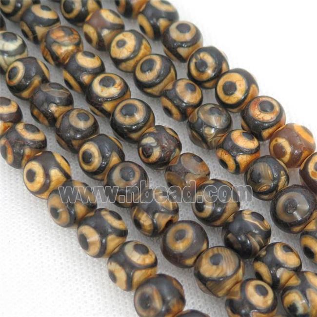 round rough Tibetan Agate Beads, eye, yellow
