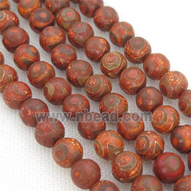 round Tibetan Agate Beads, red, eye