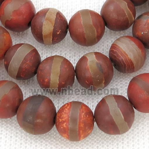round Tibetan Agate Beads, red