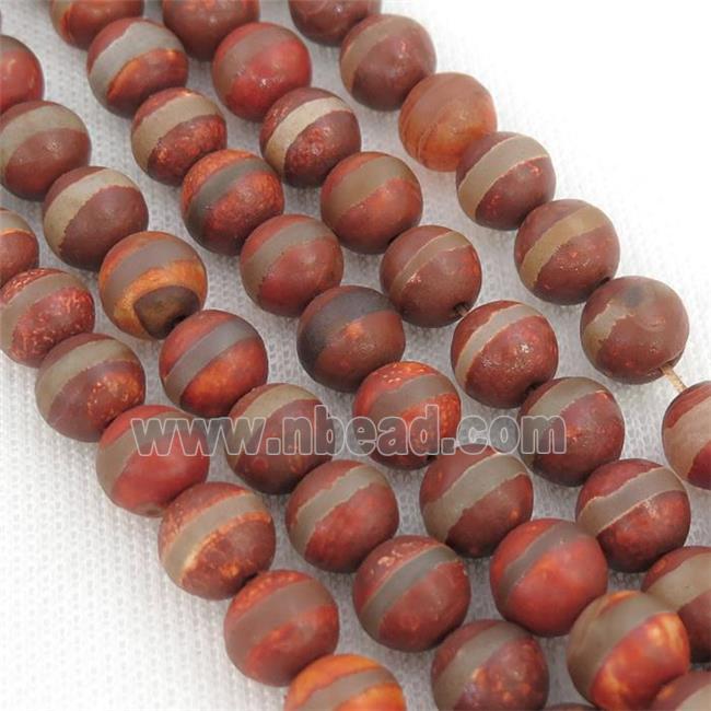 round Tibetan Agate Beads, red