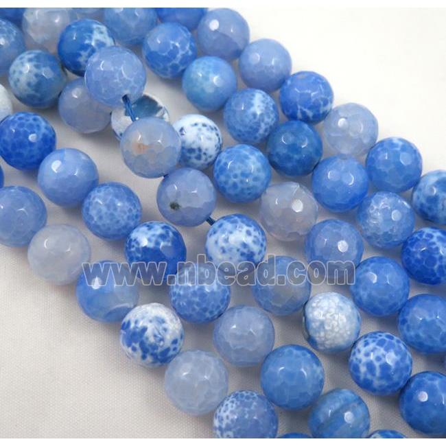 blue Fired Agate Stone beads, faceted round
