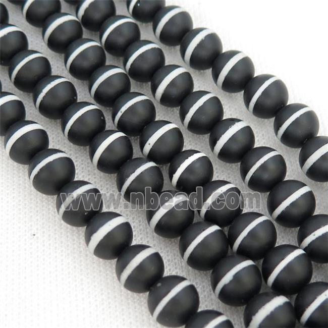 black matte Tibetan Agate beads, round