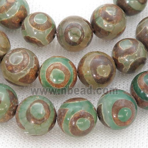 green Tibetan Agate beads, eye