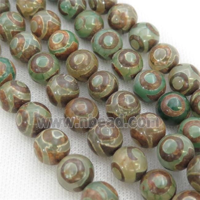 green Tibetan Agate beads, eye