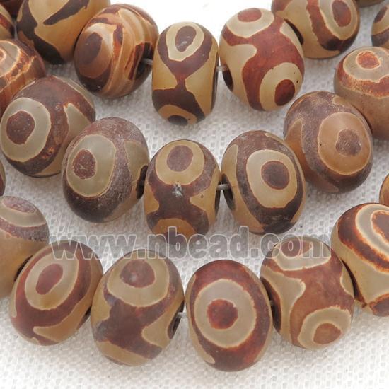 matte Tibetan Agate Beads, rondelle, eye