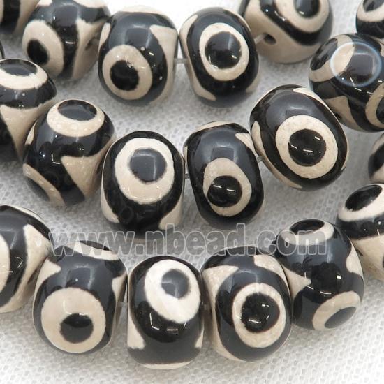 black white Tibetan Agate Beads, rondelle, eye