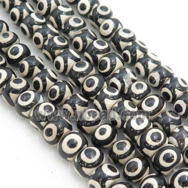 black white Tibetan Agate Beads, rondelle, eye