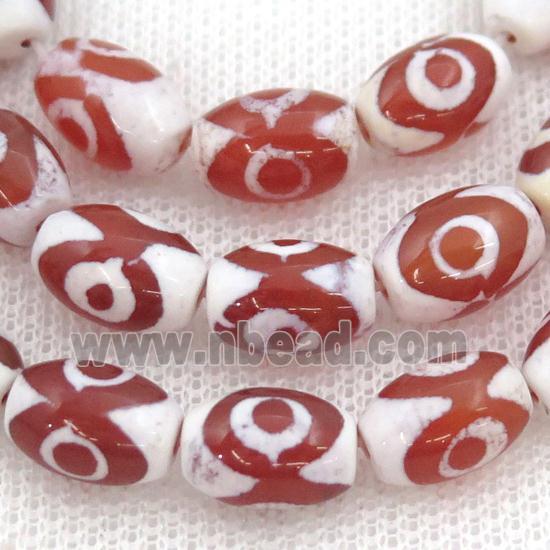 red Tibetan Agate rice beads, eye