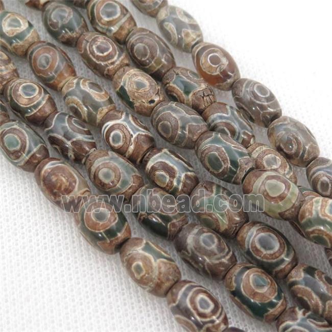 green Tibetan Agate rice beads, eye