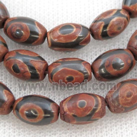 Tibetan Agate rice beads, red evil eye