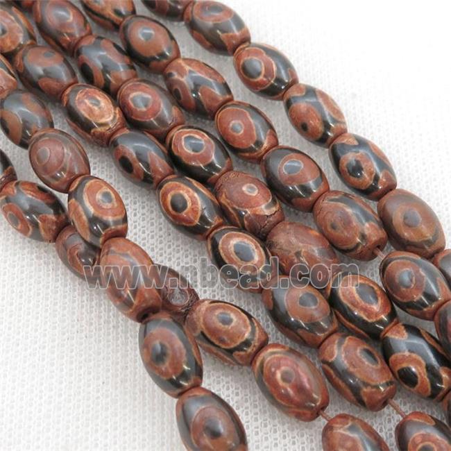 Tibetan Agate rice beads, red evil eye