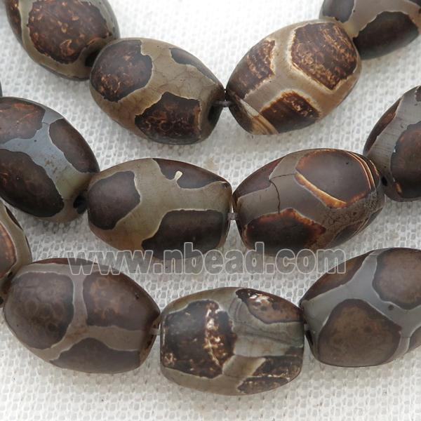 Tibetan Agate barrel beads, turtleback