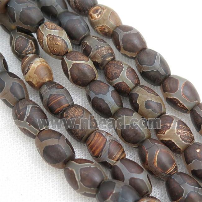 Tibetan Agate barrel beads, turtleback