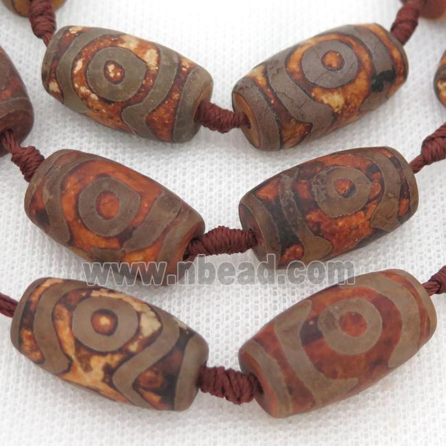 matte Tibetan Agate barrel beads, eye