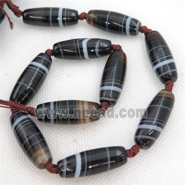 black Striped Agate rice beads