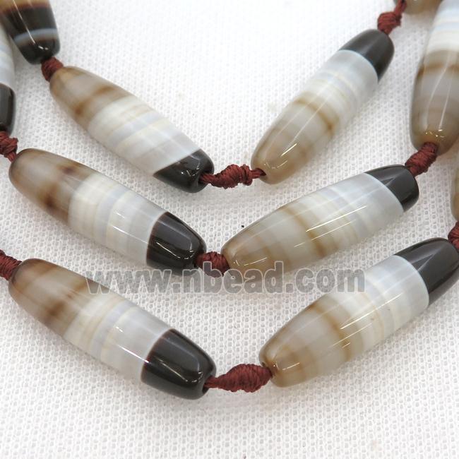 white Striped Agate rice beads